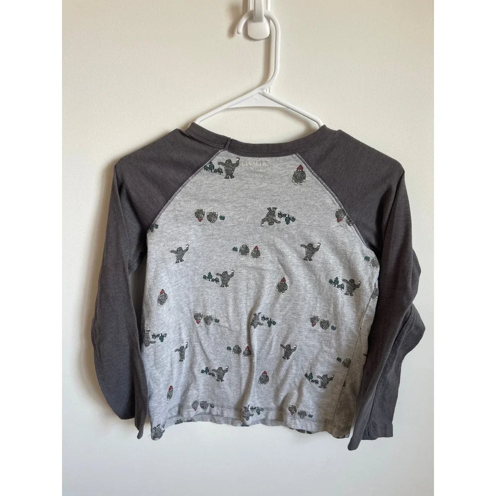 OshKosh Bgosh Boys Yeti Sasquatch Raglan Long Sleeve Shirt Grey Size 10/12